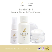 Leika Skincare 3 in 1 Glowing Day Cream, Glowing Serum & Toner Resmi BPOM Halal MUI