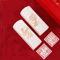 2pcs/lot Chinese Name Stamp Girlfriend Valentine's Day Wife Husband Wedding Marriage Couple Gift Natural White Stone Seals Chop