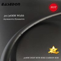 EASEDON 29ER 27.5 MTB XC Carbon Rim 30mm Depth 30/36mm Width Clincher Tubeless Hookless Mountain Bike Wheel Asymmetry Symmetry