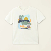 Roots大童-海洋生活家 抽象海狸有機竹節棉短袖T恤(白色)-XXL
