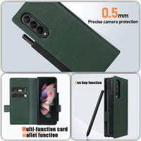 三星 Z Fold 3帶筆槽S Pen手機殼（不含筆）可拆卸磁性錢包保護套