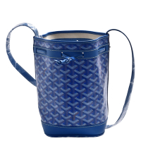 GOYARD 經典防水帆布LOGO斜背抽繩水桶包(藍色)