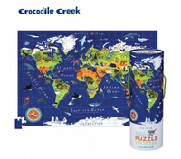 《美國 Crocodile Creek》拼圖 2 合 1 海報拼圖系列 世界地圖(新版)  東喬精品百貨