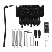 Electric Guitar Double Tremolo Bridge Assembly System for Lic Ibanez Parts Replacement 1 Set (Black)