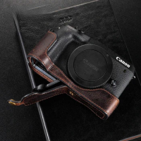 For Canon M6 M62 MARK II Camera Bodysuit Genuine Leather Camera Case Handle Half Bag