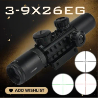 Tactical Riflescope for Airsoft Air Glock AR15 Mildot/Range Finder Adjustable Optic Sight Green and Red 3-9x26EG Scopes