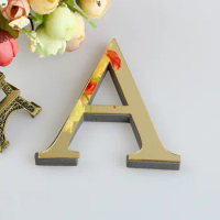 English Letters Acrylic Mirror Wall Sticker 3D DIY Gold Spell Alphabet Poster Art Mural Festival Party Wedding Wall Decorations