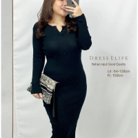 Midi Dress Lengan Panjang Rajut Premium Dress Elif BDA