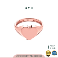 AYU Cincin Emas - Heart Signet Ring 17K Rose Gold