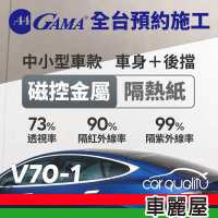 【GAMA 翠光】防窺抗UV隔熱紙 磁控金屬系列 車身左右四窗＋後擋 送安裝 不含天窗 GAMA-V70-1(車麗屋)