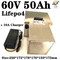 Steel case gtk 60V 50Ah Lifepo4 battery pack T type 60v 50ah Lithium batterie for ebike scooter motorcycle+10A charger