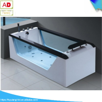 【浴缸】供應亞克力 黑色扶手浴缸 雙面透明玻璃獨立式按摩浴缸 家用浴盆