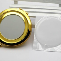 70mm gold compact mirror Blank Pock compact mirror+Match Epoxy sticker #18410