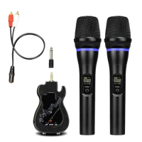 Rechargeable Wireless Handheld Microphone Set with Receiver Mixer Professional Wireless Microphone System