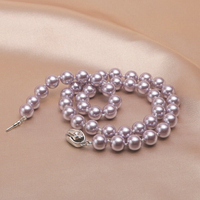 天然南洋珍珠項鏈女紫色貝珠正圓強光鎖骨鏈送媽媽婆婆母親節禮物