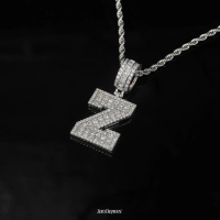 Iced Out Emerald Font Letter Pendant