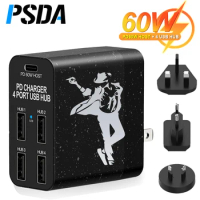 PSDA 3D PD 60W USB C HUB High Speed USB Splitter Adapter USB 2.0 HUB For Macbook Air Pro iPad Pro M2 M1 PC Accessories