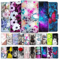 Fashion Funny Painted Flip Cover For Samsung Galaxy S 20 S5 S6 S7 S8 S9 S10 Plus S20 FE 5G Card Slot Wallet Leather Phone Case