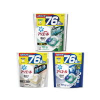 (補充包超值組)日本PG Ariel-4D炭酸機能活性去污洗衣凝膠球76顆x2袋(洗衣機槽有效防霉)