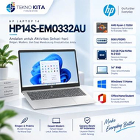LAPTOP BARU HP 14S EM0332AU AMD Ryzen 3 7320U RAM 8GB SSD 512GB 14" FHD Win11 OHS GARANSI RESMI