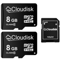 2Pack Cloudisk Flash Memory Micro SD Card 4GB 2GB C6 TF Cards 8GB Class 10 A1 Mini sd Card 1GB With MicroSD to SD Adapter Gift