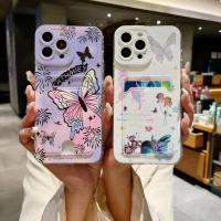 เคสกระเป๋าสตางค์, สำหรับ Xiaomi 15T / 15T Pro, ลายผีเสื้อ, เคสซิลิโคนนิ่ม, พร้อมการป้องกันเลนส์, เคส