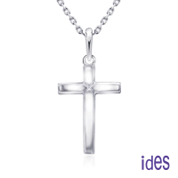 【ides 愛蒂思】母親節送禮 輕珠寶義大利進口14K白金十字架項鍊鎖骨鍊（16吋-KP741）