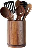 Utensil Holder Acacia Wood Kitchen Utensil Holder for Countertop 360 ° Rotating Cooking Utensil Croc