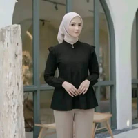 Amanda Blouse Ruffle Wanita Elegant Kemeja Linen Premium/ Atasan wanita hijab Lengan Panjang warna X