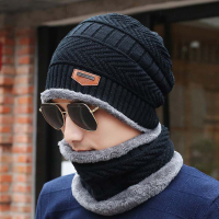 冬季男士帽子韓版時尚毛線帽加絨保暖針織冬天青年戶外騎車防寒帽1入