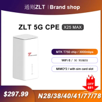 ZLT X25 MAX 5G CPE Wireless Router WiFi 6 Dual Band Signal Repeater NSA+SA Mode Extend Gigabit Amplifier With Sim Card Slot