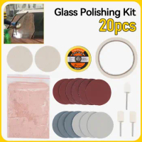 20g Glass Polishing Powder Scratch Remover with Rayon Felt Polish Pad+Wool Felt Polish Wheel Kit for Car Windshield Glass