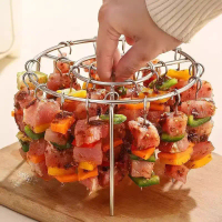 304 Stainless Steel Vertical Air Fryer Rack, Universal Skewer & Needle, Oven Accessory