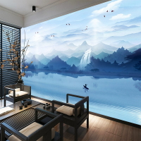 新中式水墨山水意境墻紙客廳電視背景墻山水畫壁紙壁畫大氣裝飾畫