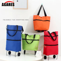 1Pcs 4 Color New Folding Shopping Bag Shopping Buy Food Trolley Bag On Wheels Bag Buy Vegetables Shopping Organizer Portable Bag