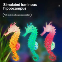 Silicone Artificial Luminous Glowing Effect Sea Horse Fish Tank Simulation Jellyfish Hippocampus Ornament Decoration Landscape