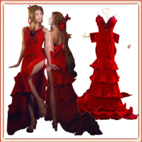 Game Final Cos Fantasy VII Aerith Girl Roleplay Cosplay Costume Outfits Fantasia Dresses Accessories