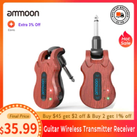 ammoon Wireless Guitar System Audio Digital Guitar Wireless Transmitter Receiver Rechargeable Battery 100Feet Transmission Range