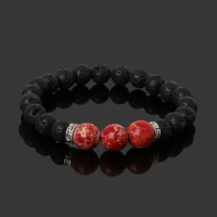 New Arrival! Natural Black Lava Stone Bracelets 3 Reiki Chakra Healing Balance Beads Bracelet for Men Women Stretch Yoga Jewelry