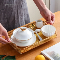 燕窩碗套裝餐具歐式宮廷金邊陶瓷帶蓋糖水甜品碗魚膠碗銀耳碗湯盅