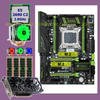 HUANANZHI X79 Super Motherboard Gaming Computer Dual M.2 SSD Slot Video Card GTX1050Ti 4G CPU Xeon E5 2690 2.9GHz 32G RAM RECC