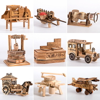 竹木工藝品擺件 風車農用工具模型 仿真辦公桌家居擺設 兒童玩具