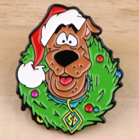 Cartoon Christmas Dog Wreath Enamel Pin Brooch for Women Fashion Lapel Pins Jewelry Badges on Backpack Clothing Accessories Gift