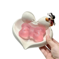 【JEN】愛心蝴蝶結造型陶瓷瀝水肥皂盒(不含米奇和粉色蝴蝶結拍攝道具)