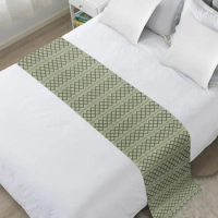 Sage Green Geometric Texture Bed Runner Luxury Hotel Bed Tail Scarf Decorative Cloth Home Bed Flag Table Runner