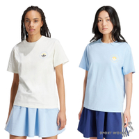 Adidas 短袖上衣 女裝 三葉草 棉 白/藍【運動世界】IR7473/IT9831
