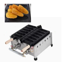 Gas Type Commercial 6pcs Hot Dog Waffle Machine Corncob or Corn Shape Waffle Maker for Snack Shop