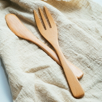 勺子套裝實木木質櫸木刀叉勺餐具三件套蛋糕勺雪糕勺寶寶飯勺調羹