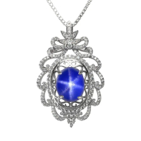 【Hommy Jewelry】璀璨10克拉星鑽｜藍寶石項鍊(法國星鑽 六道星芒)