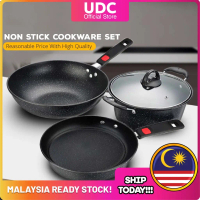 UDC ⛄   Non Stick Cookware Set Non Stick Crock Pot Set Frying Pan Maifan Stone Wok Pot Set Kitchenwa